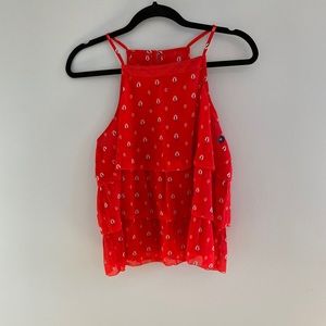 NWT Abercrombie & Fitch Red Ruffle Tank Top